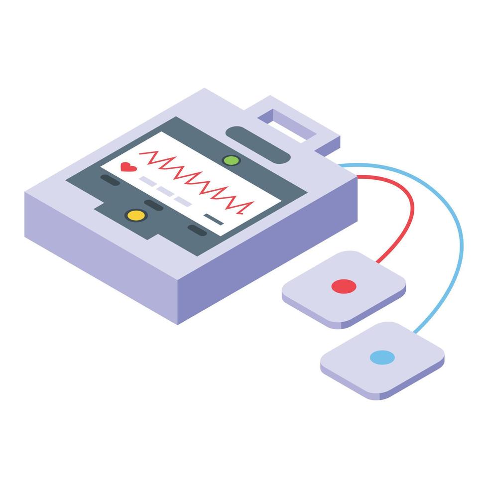 Resuscitation defibrillator icon isometric vector. Heart aed vector