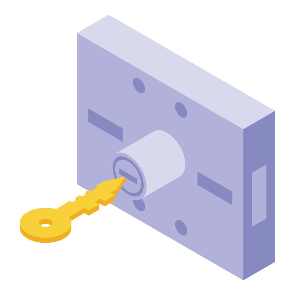 Key lock icon isometric vector. Padlock door vector