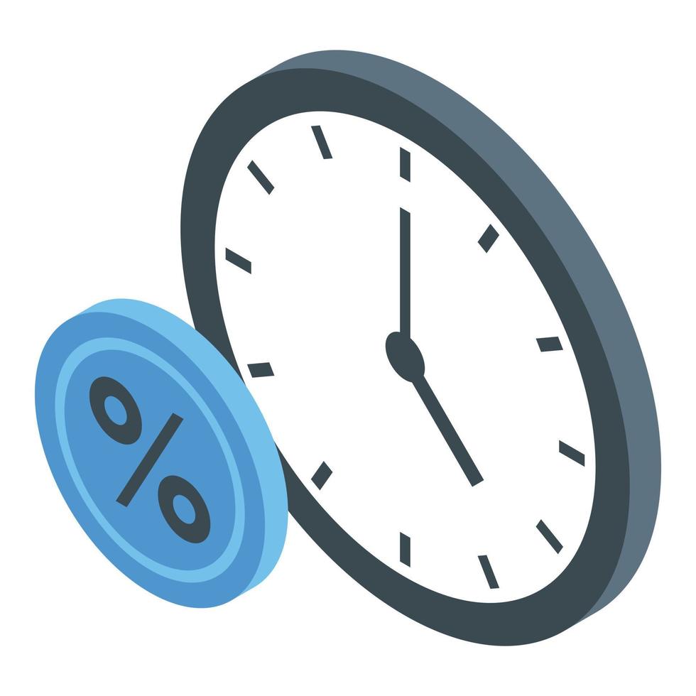 Time credit percent icon isometric vector. Money document vector