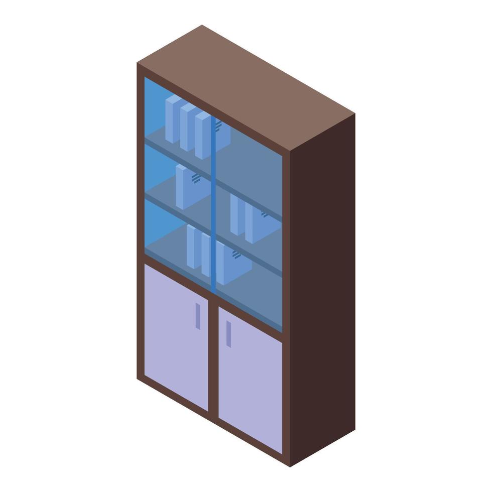 Office wardrobe icon isometric vector. Open cupboard vector
