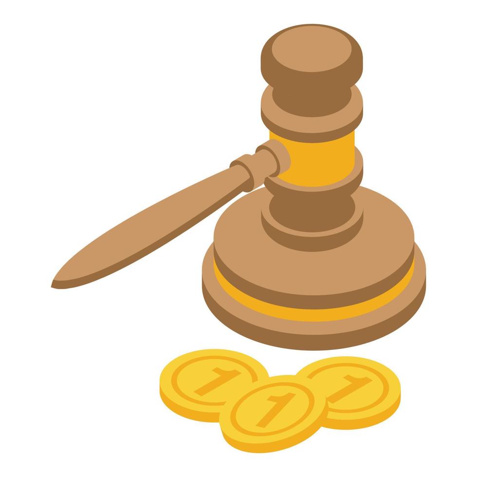 Bank gavel icon isometric vector. Legal law vector