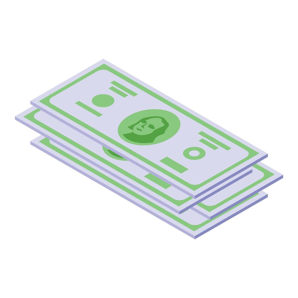 vector isométrico del icono de efectivo en dólares estadounidenses. pagar dinero