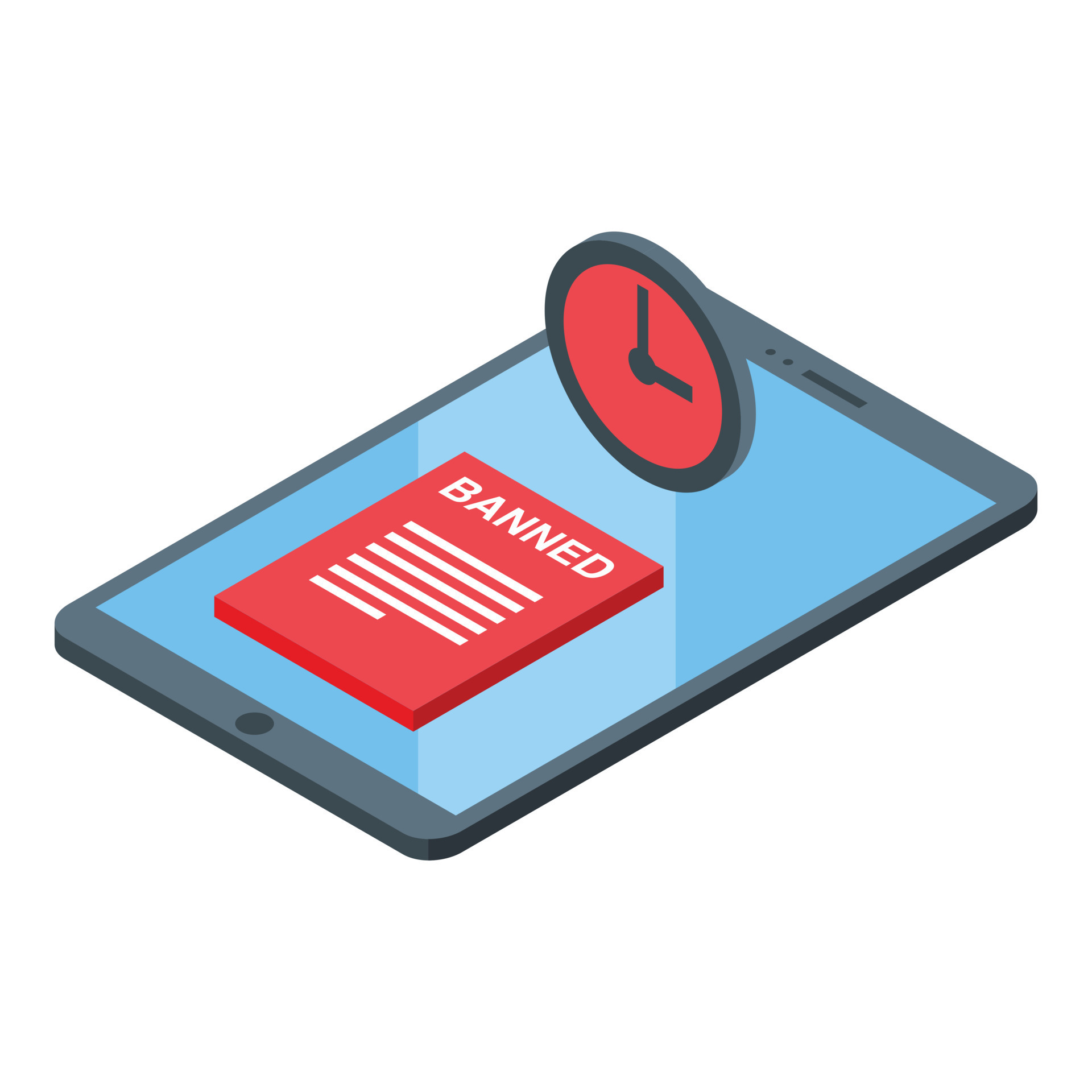 Banned tablet icon isometric vector. Blacklist user 15871387 Vector Art