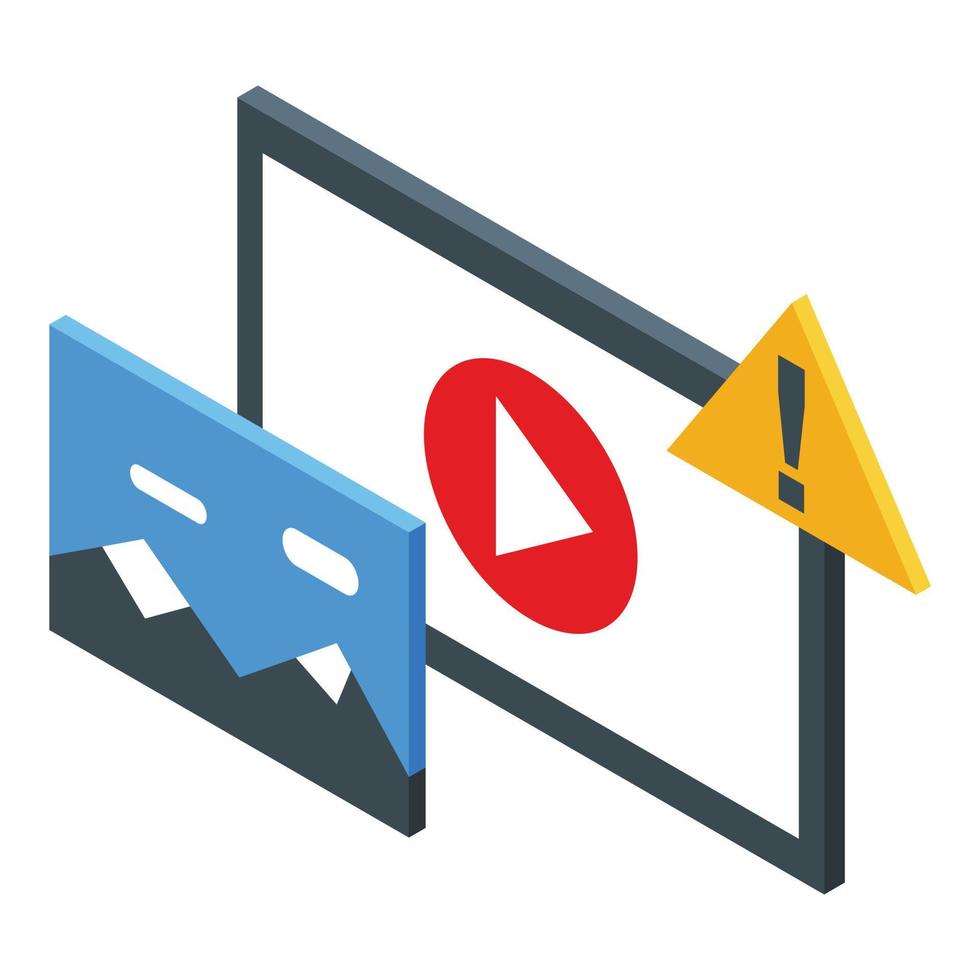 Anonymous video play icon isometric vector. User character vector