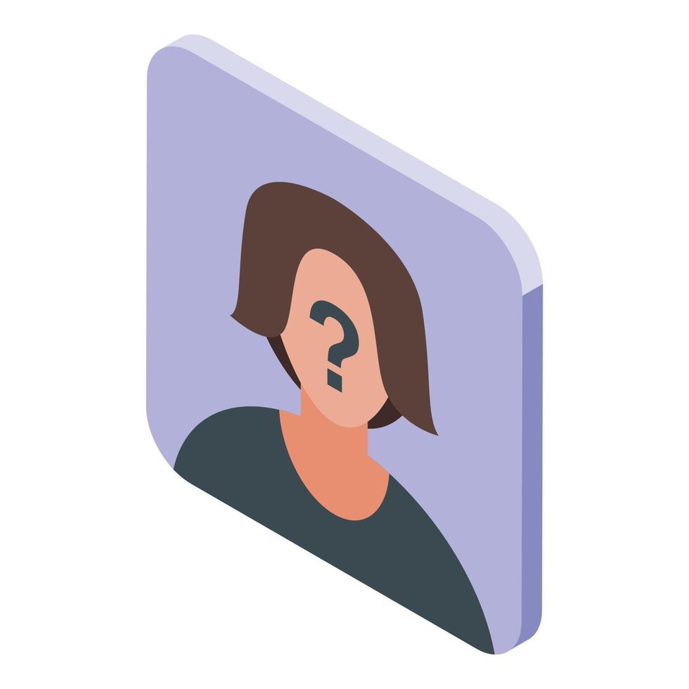 vector isométrico de icono femenino anónimo. avatar de personas