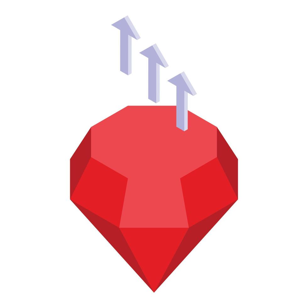 vector isométrico del icono del premio rubí. trofeo de diamantes