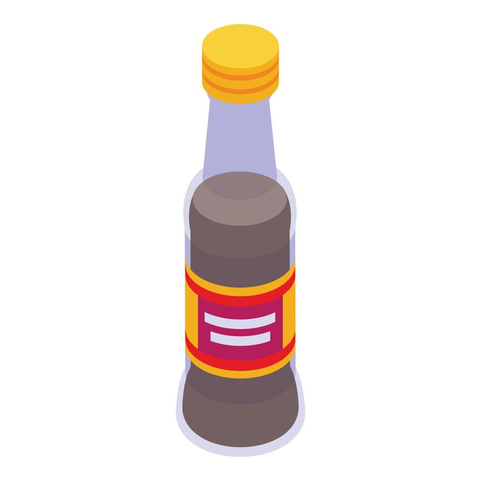 Full soy bottle icon isometric vector. Japanese sauce vector