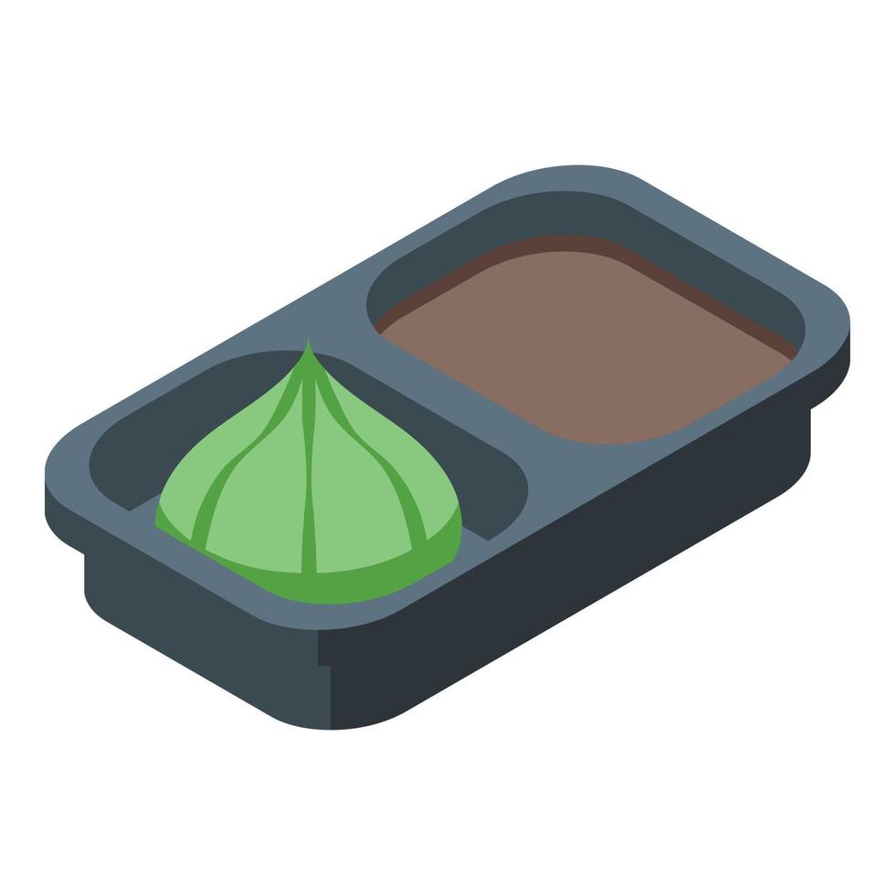 icono de salsa de soja wasabi vector isométrico. cuenco de caja