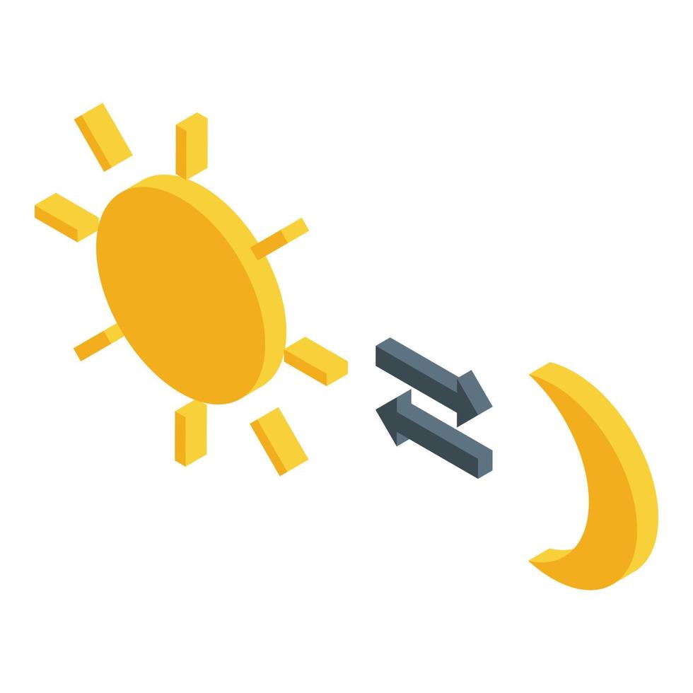 Sun and moon icon isometric vector. Summer sunlight vector