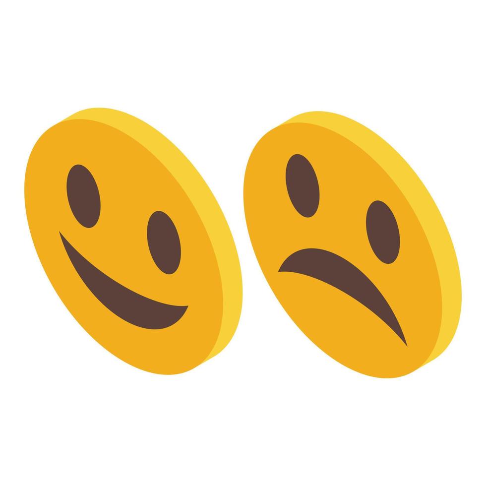 Mental health emoji icon isometric vector. Brain character vector