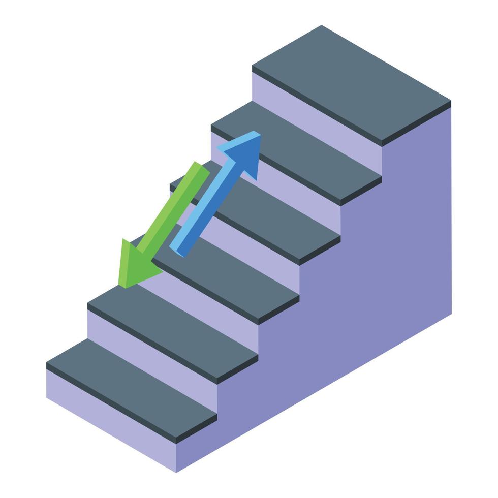 vector isométrico del icono de las escaleras de evacuación. Salida de emergencia