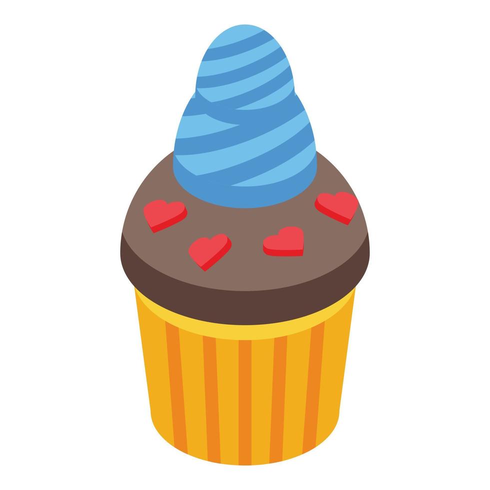 icono de muffin de crema, estilo isométrico vector