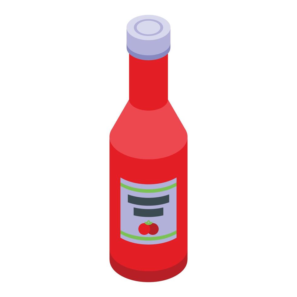 vector isométrico del icono de la botella de ketchup. salsa de tomate