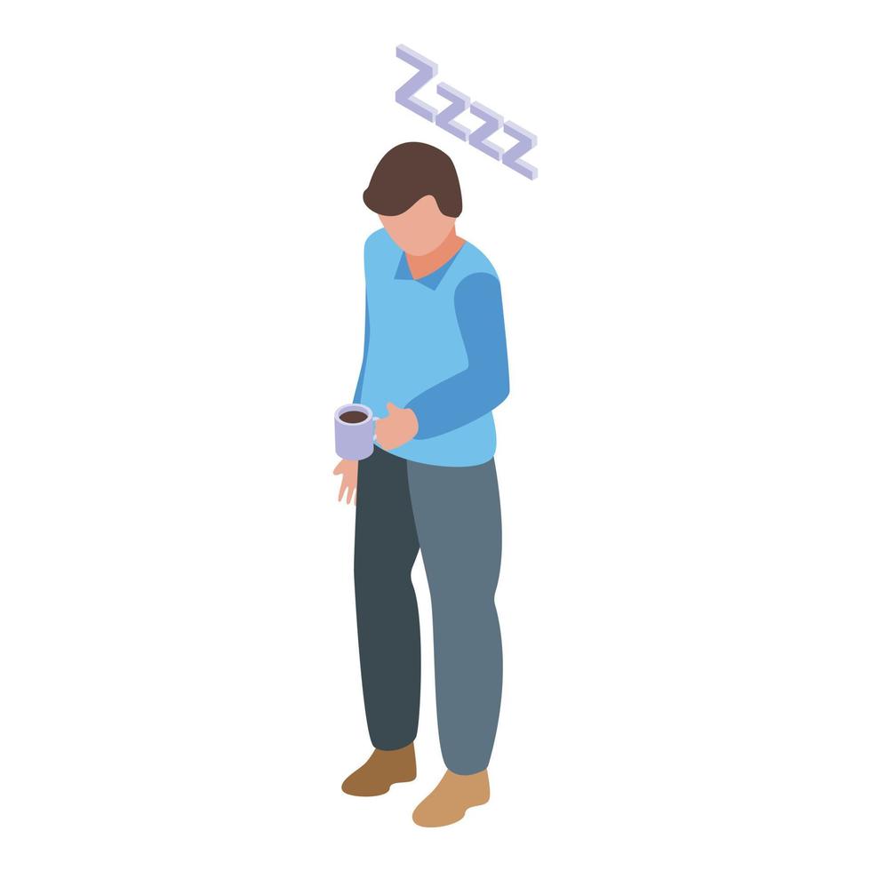 Sleep morning coffee icon isometric vector. Man office cup vector