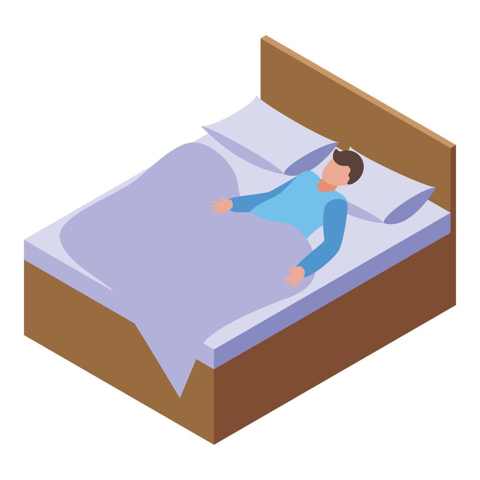 vector isométrico del icono del dormitorio para dormir. dormir en la cama