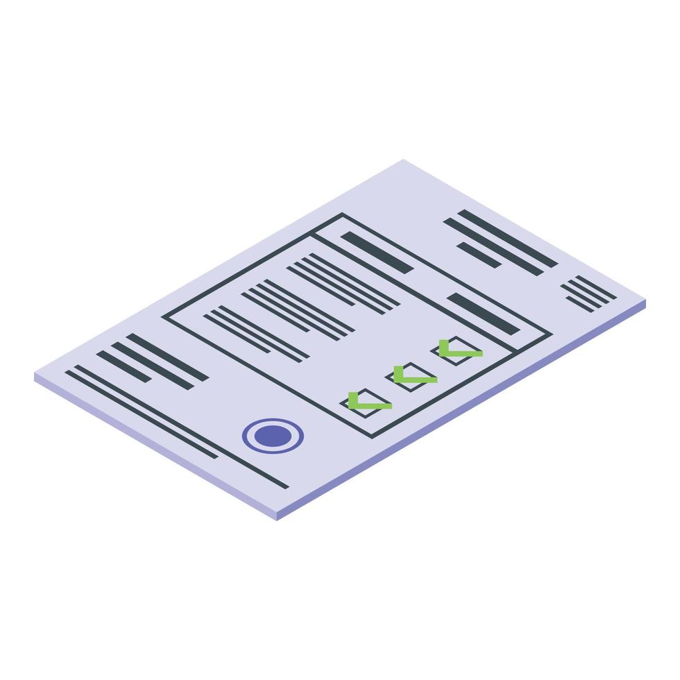 Test result document icon isometric vector. Corona report vector