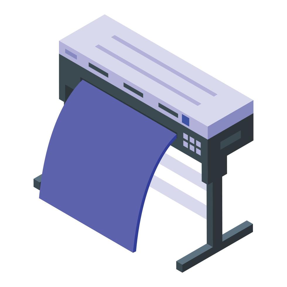 icono de impresión digital de plotter, estilo isométrico vector