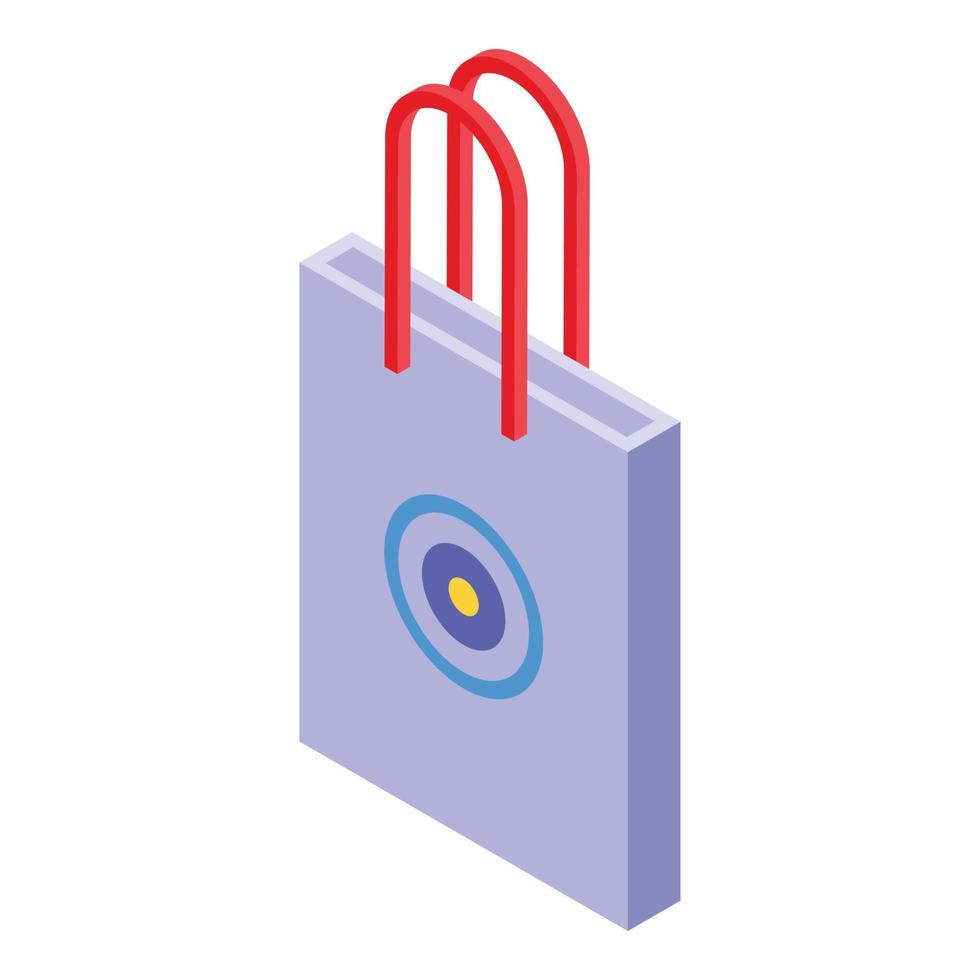 icono de impresión digital de bolsa, estilo isométrico vector