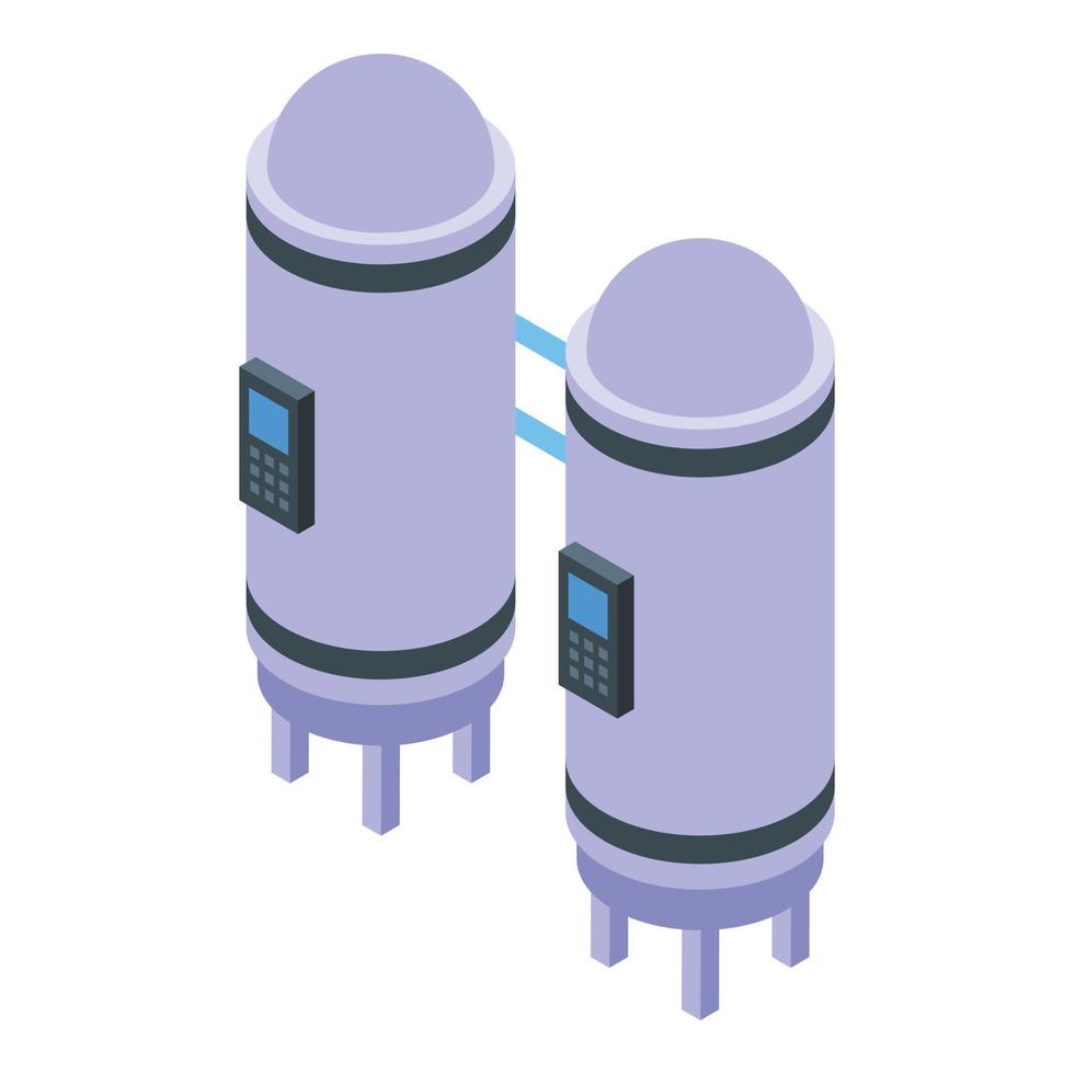 Water purification industry tanks icon, isometric style vector