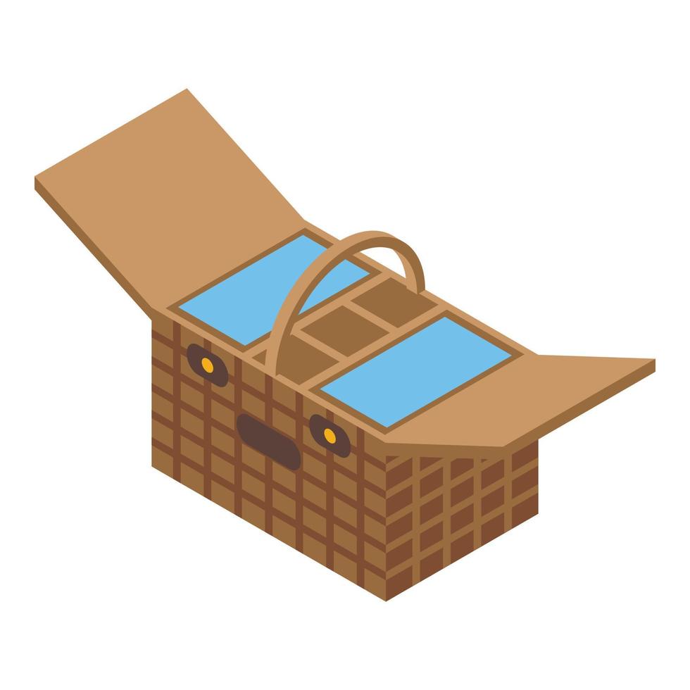 Weekend basket icon isometric vector. Picnic food bag vector