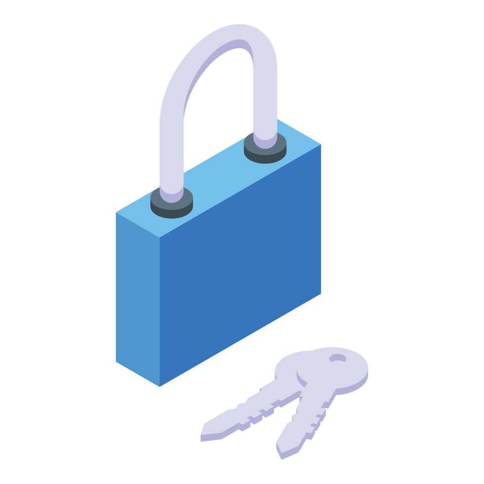 Block chain padlock icon, isometric style vector