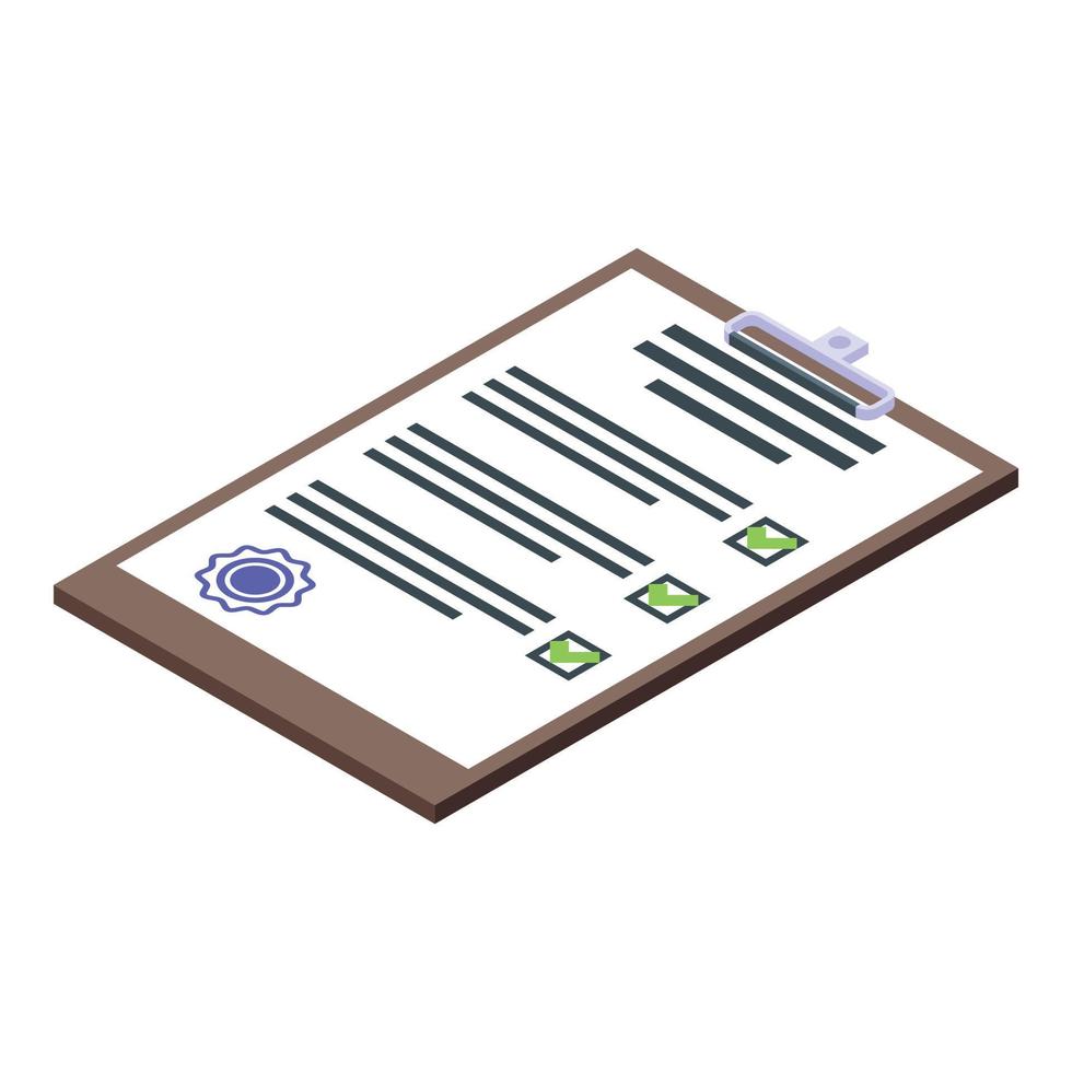 Consumer rights checklist icon, isometric style vector