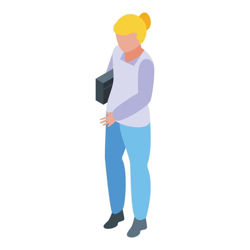 Girl consumer rights icon, isometric style vector