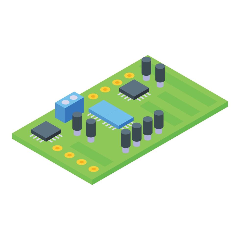 Block chain motherboard icon, isometric style vector