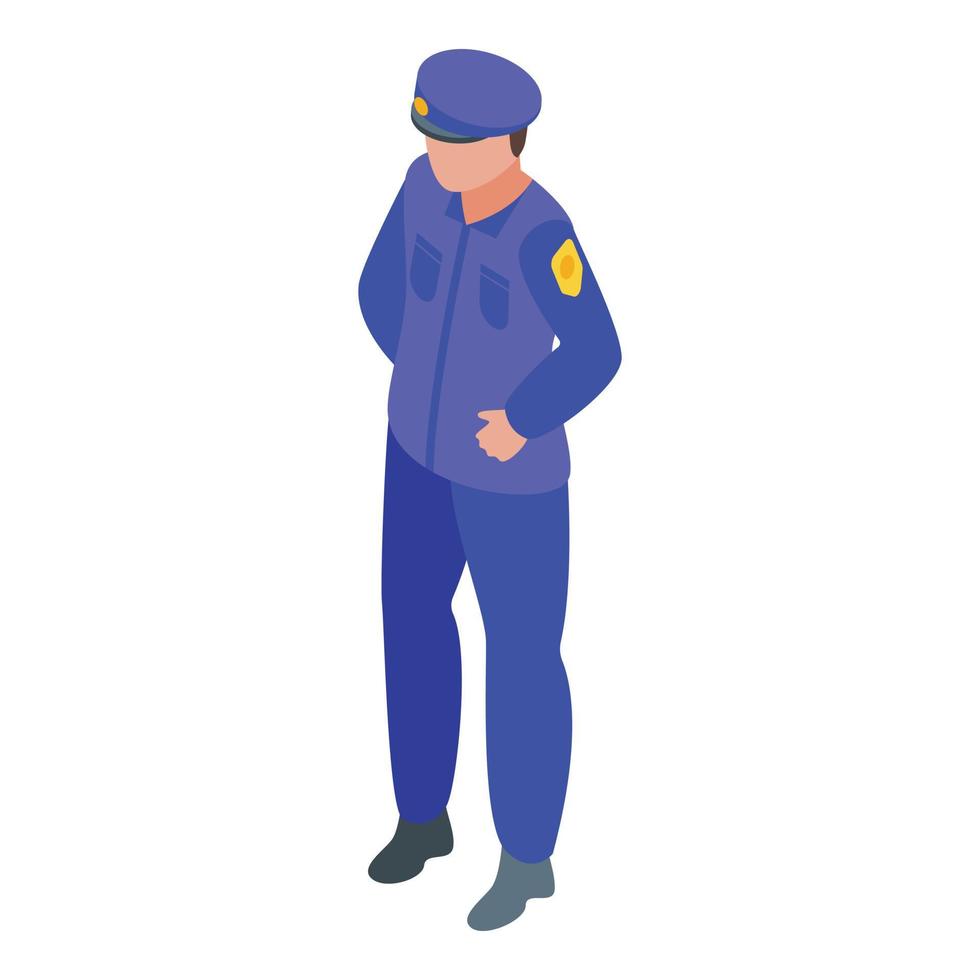 Policeman consumer rights icon, isometric style vector