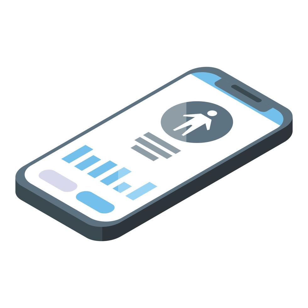 Fitness smartphone app icon, isometric style vector