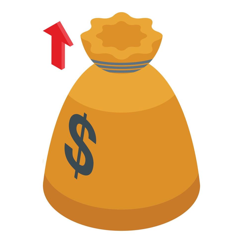 Money bag result money icon, isometric style vector