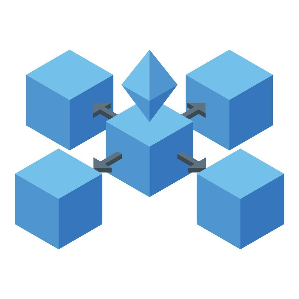 Block chain ethereum icon, isometric style vector