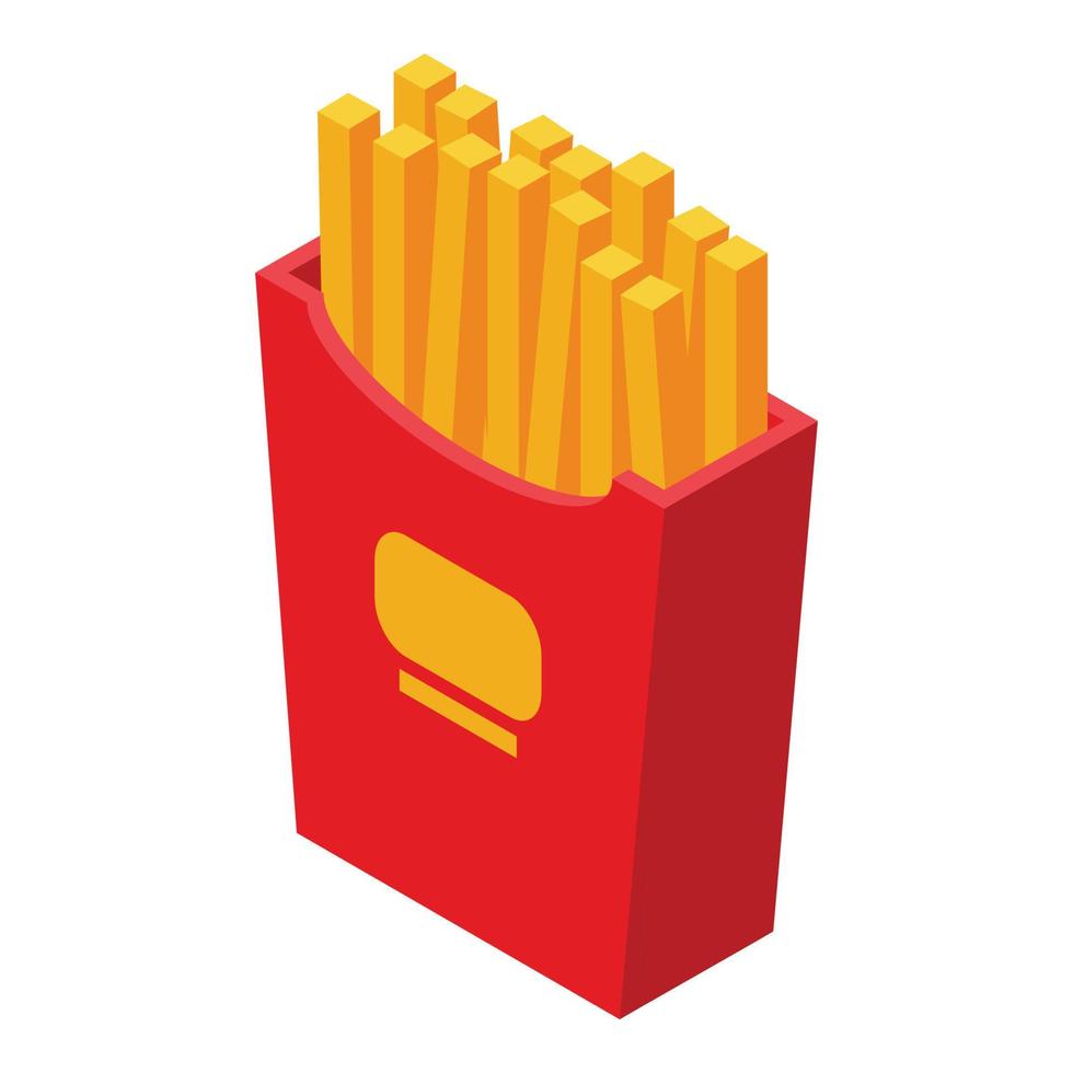 icono de papas fritas, estilo isométrico vector