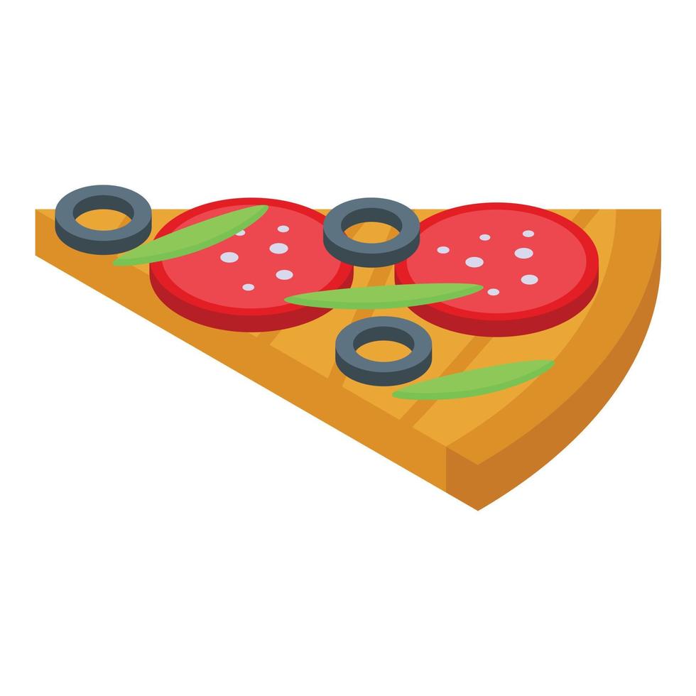 Slice of pizza icon, isometric style vector