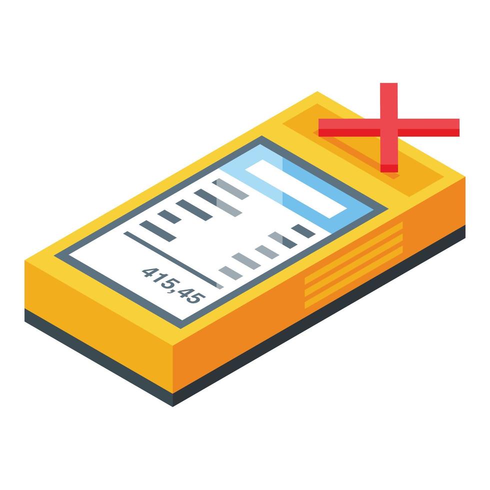 Terminal cancel payment icon, isometric style vector