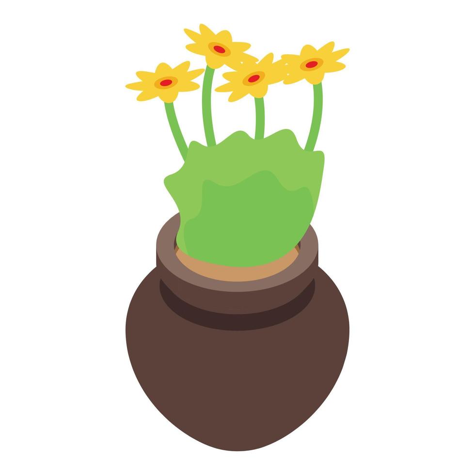 Potted flowers icon, isometric style vector