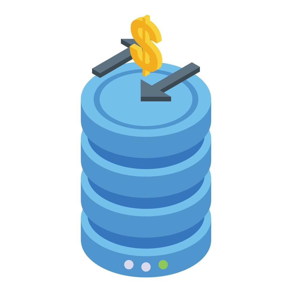 Server payment cancellation icon, isometric style vector