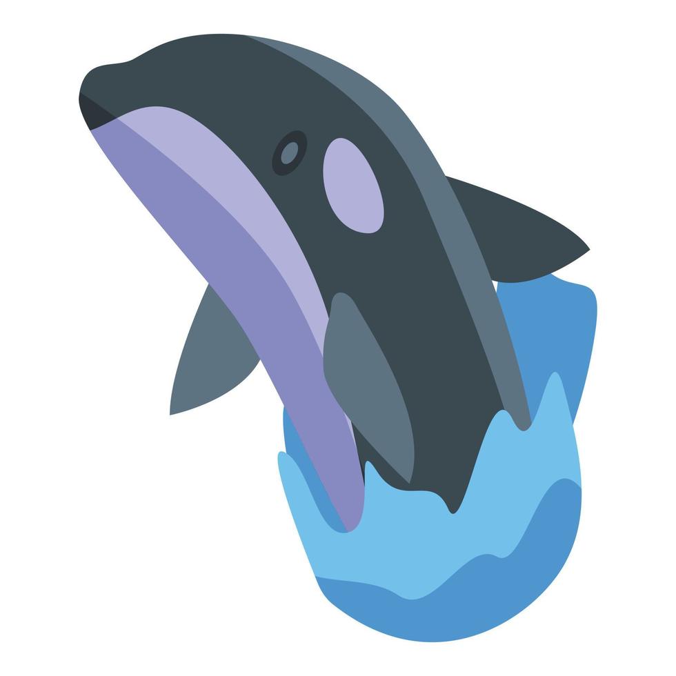 Killer whale dangerous icon, isometric style vector