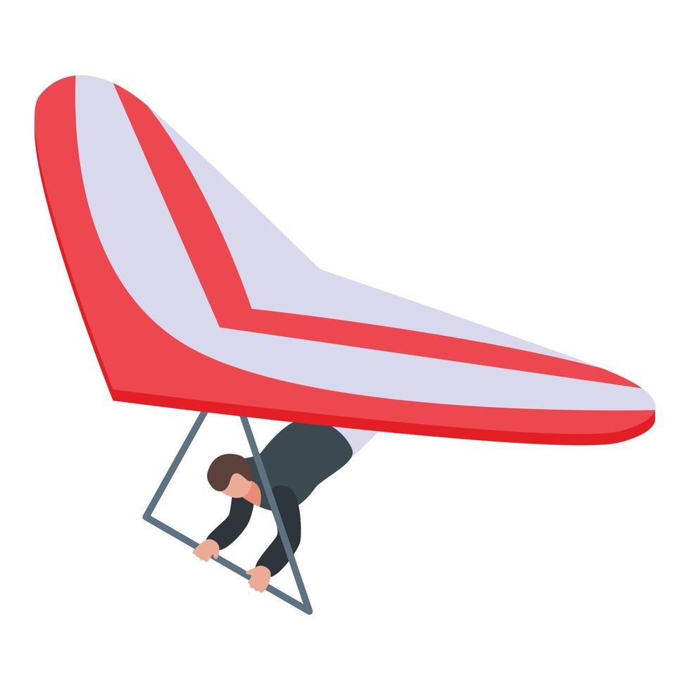 icono de parapente rojo, estilo isométrico vector