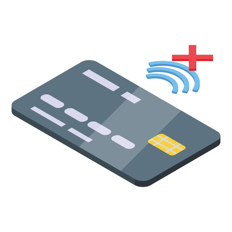 Credit card payment cancellation icon, isometric style vector