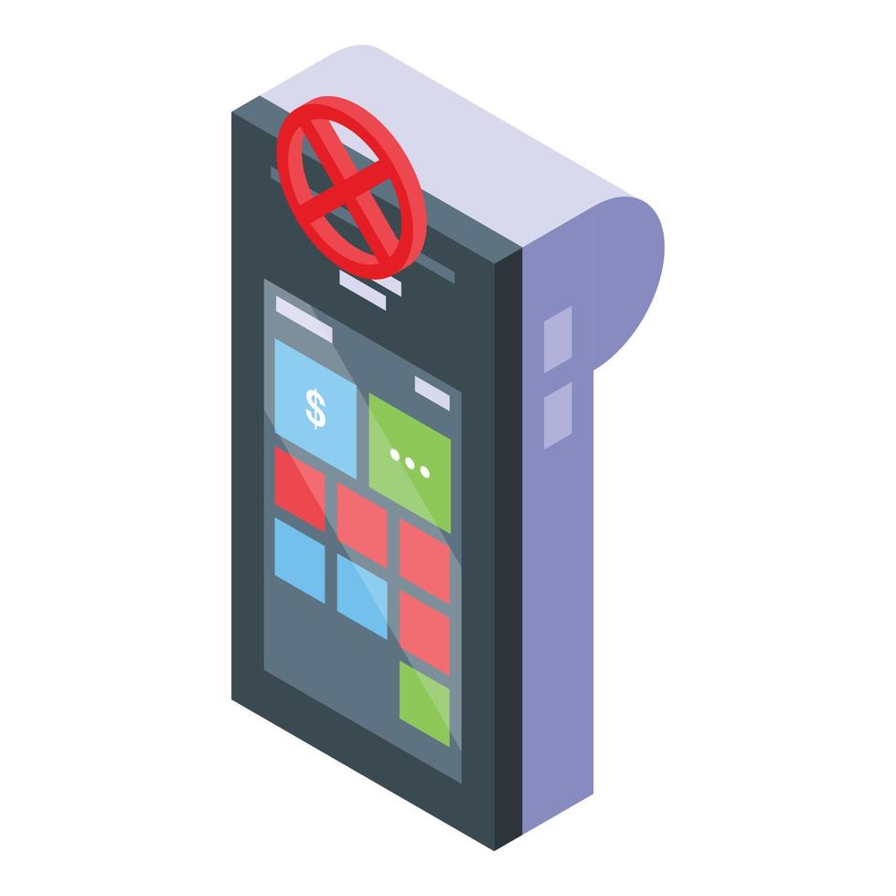 Pos cancel payment icon, isometric style vector