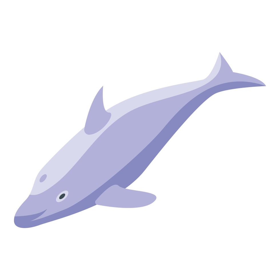 icono de delfín nadando, estilo isométrico vector