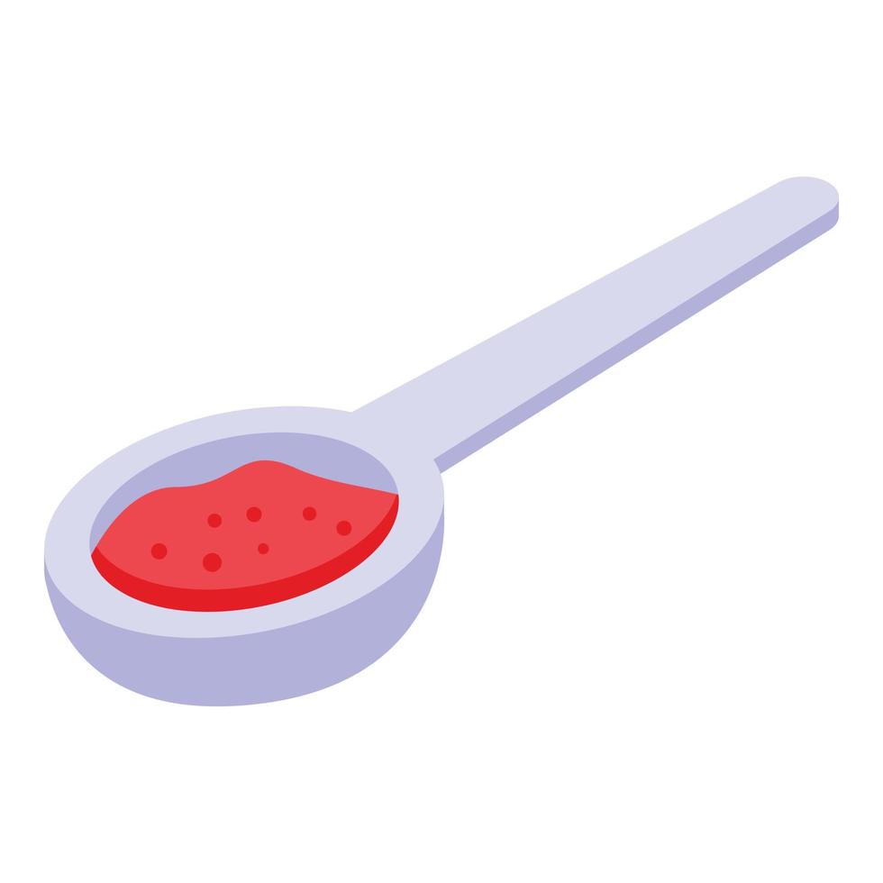 Dry paprika spoon icon, isometric style vector