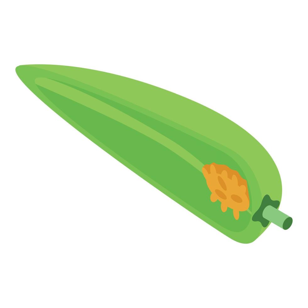 Half green paprika icon, isometric style vector