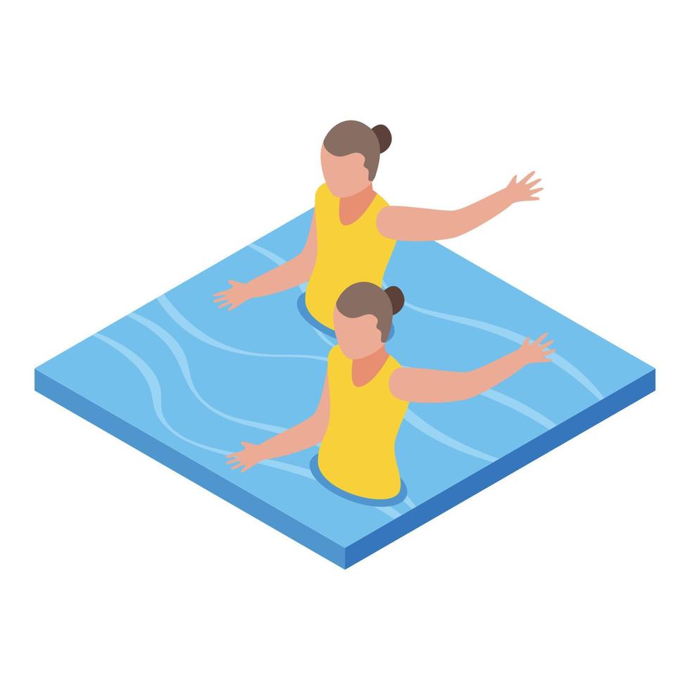 Synchronized swimming sport icon, isometric style vector