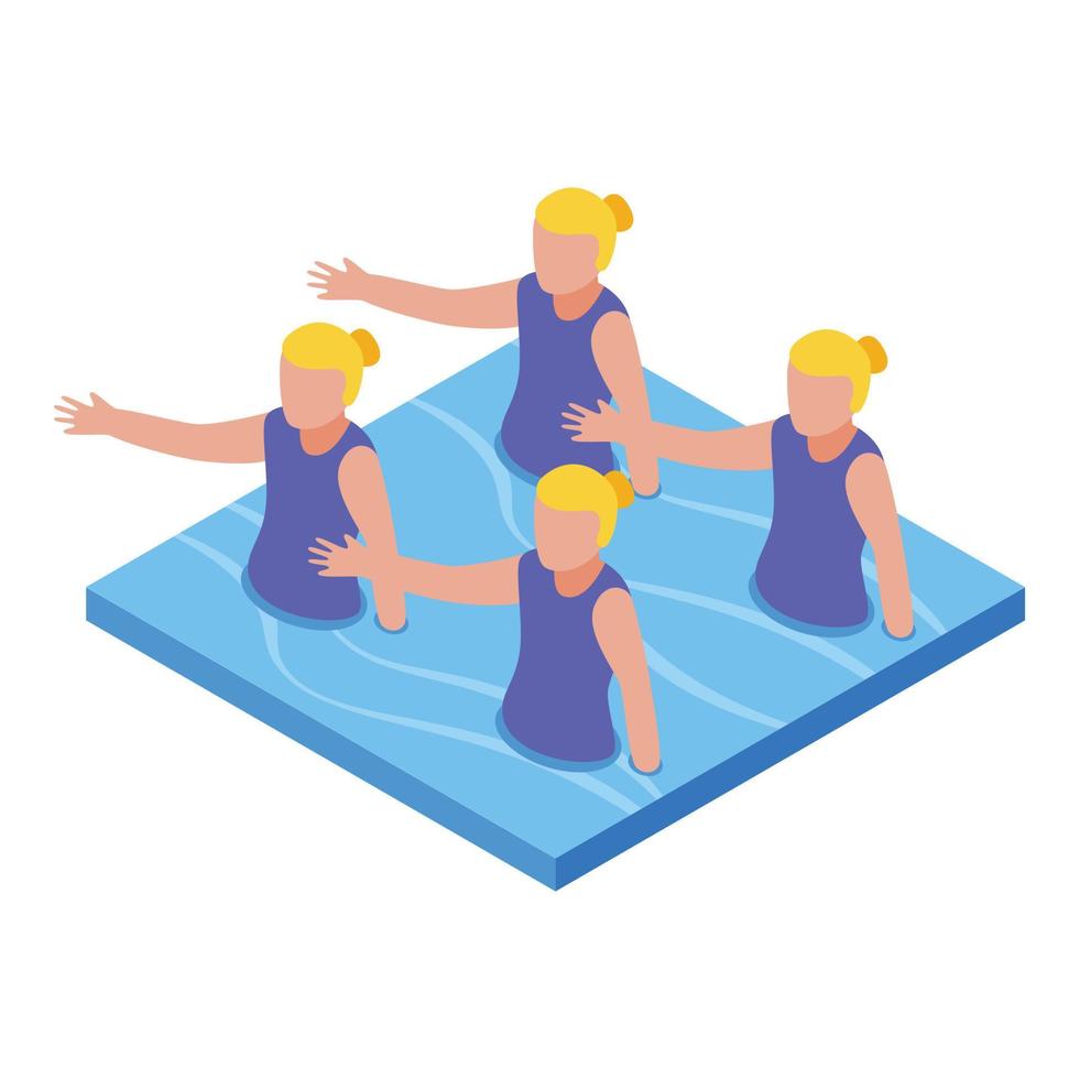 icono de grupo de natación sincronizada, estilo isométrico vector