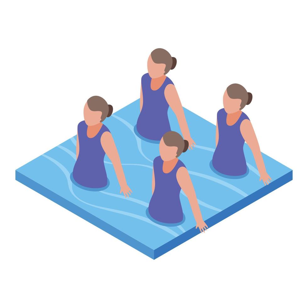 Synchronized swimming aerobic icon, isometric style vector