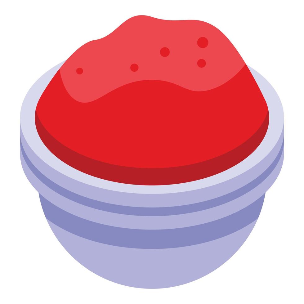 Plate of paprika powder icon, isometric style vector