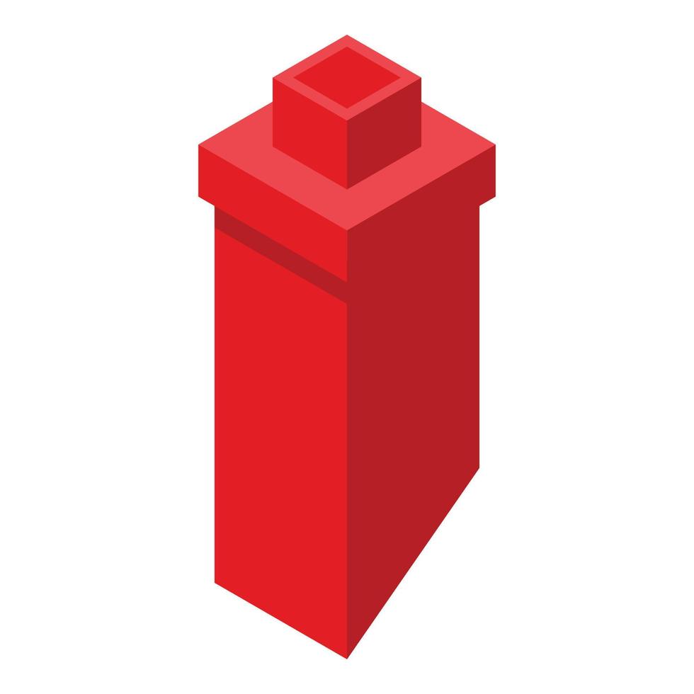 Red brick chimney icon, isometric style vector