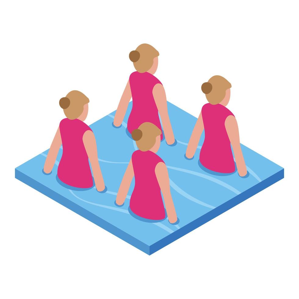 Synchronized swimming icon, isometric style vector